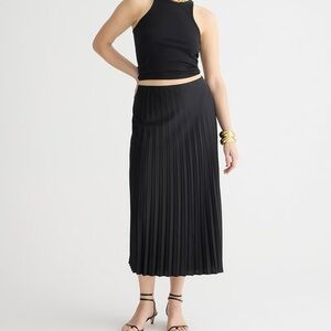 J. Crew Black Pleated Midi Skirt for Cocktail